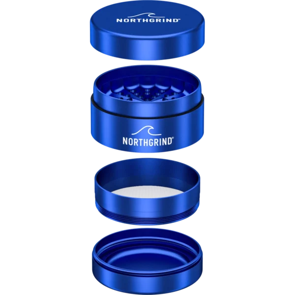 NORTHGRIND® Toothless Alu-Grinder Langeoog Horizon Blue (Blau) – Explosionsansicht mit allen Teilen