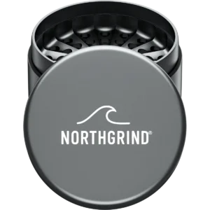 NORTHGRIND® Toothless Alu Grinder Langeoog Storm Rock (Grey) – lid with logo