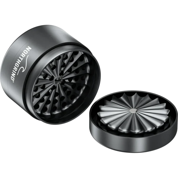 NORTHGRIND® Toothless Alu Grinder Langeoog Storm Rock (Grey) – opened with Sunray rotor