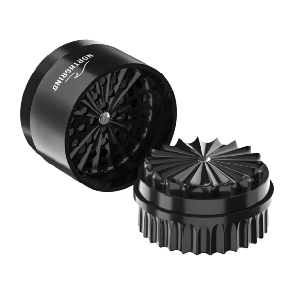 NORTHGRIND® Toothless Ceramic Grinder Norderney Midnight Tide (Black) – opened with rotor system